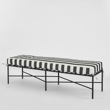 Sheffield Bench Outdoor with B/W Stripe Cushion