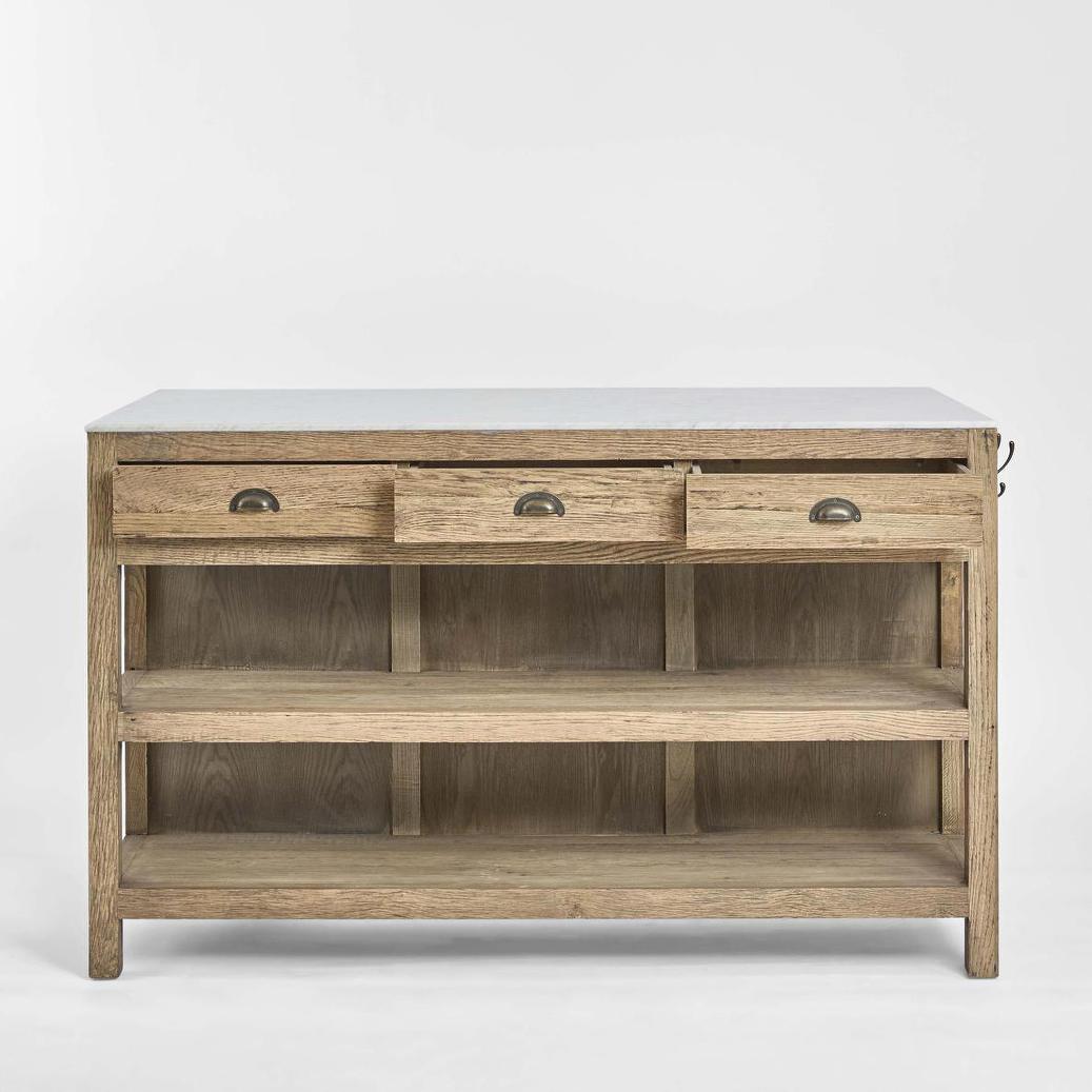Denver Kitchen Island Natural & White