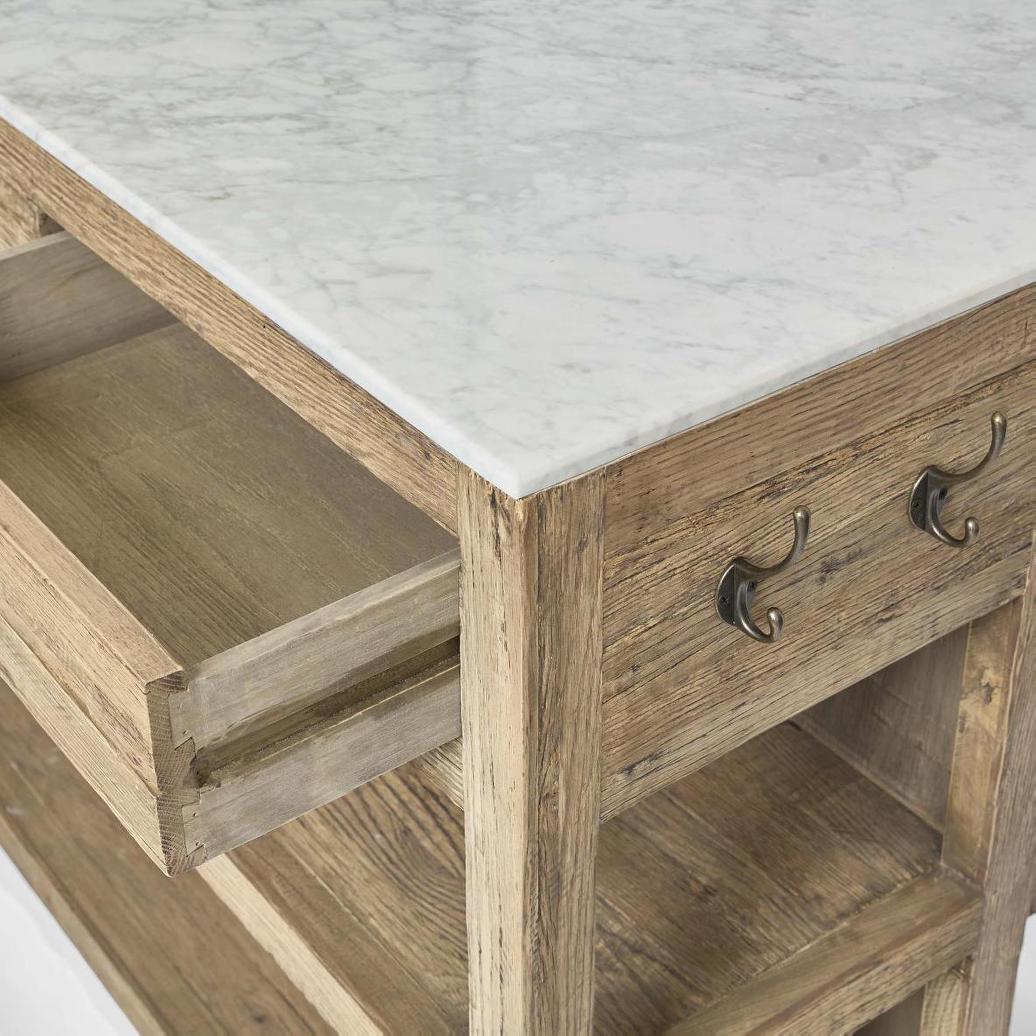 Denver Kitchen Island Natural & White
