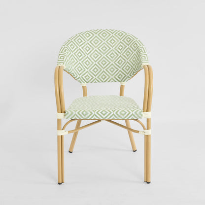 Cannes Outdoor Aluminium Armchair Green & White