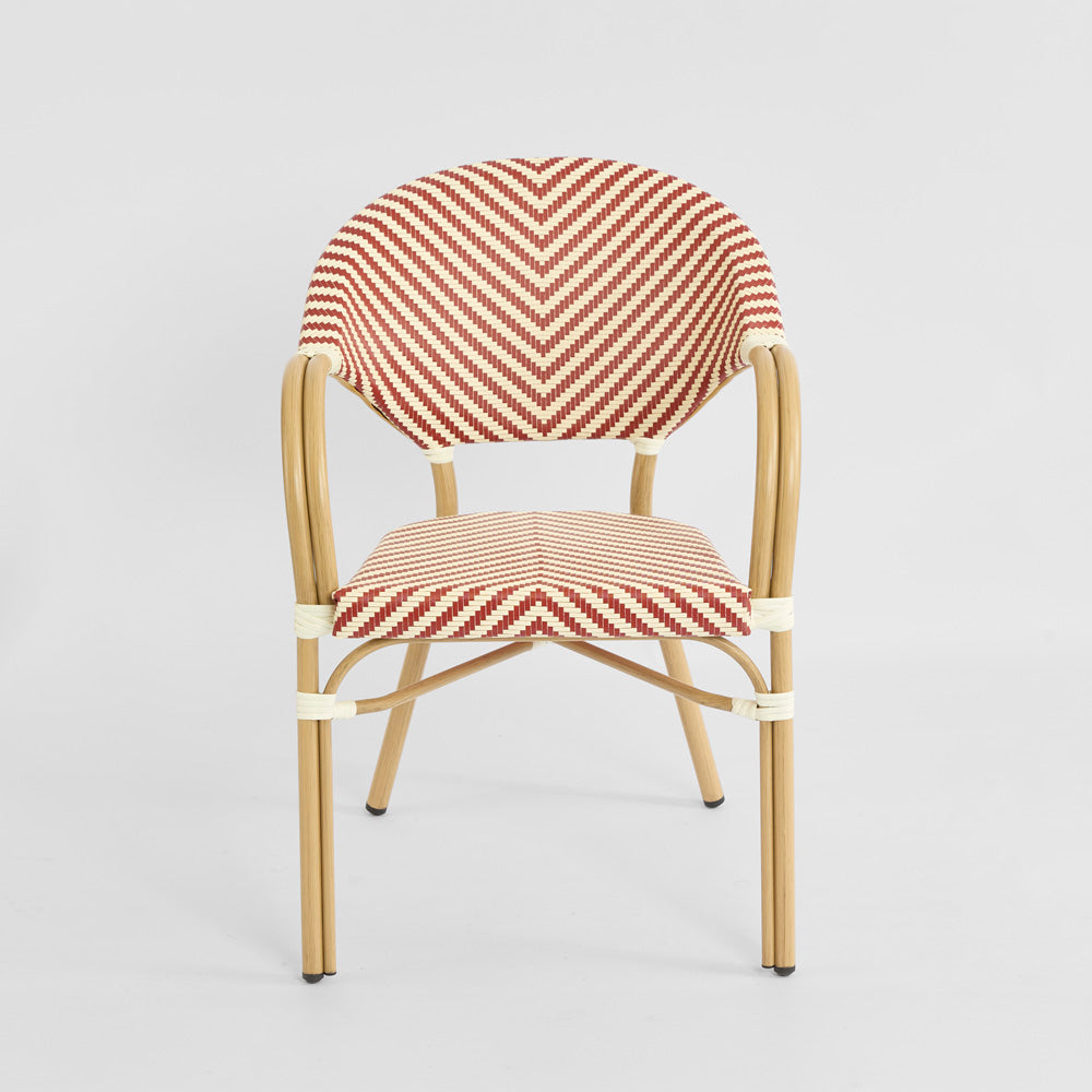 Cannes Outdoor Aluminium Armchair Red & White