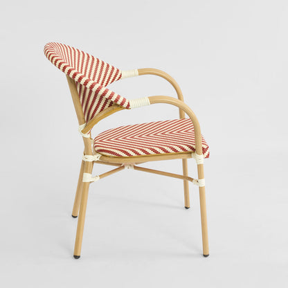 Cannes Outdoor Aluminium Armchair Red & White