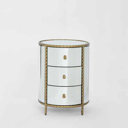 Palais Bedside 3 Drawer Mirror & Gold