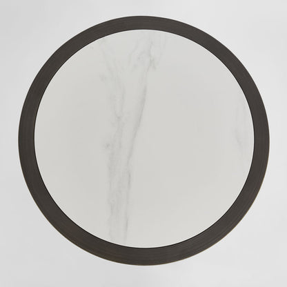 Gordon Drum Side TableBlack/White Stone