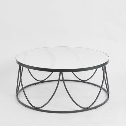 Palais Round Coffee Table Black & Ceramic