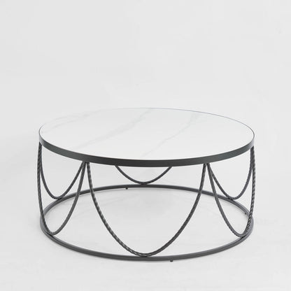 Palais Round Coffee Table Black & Ceramic