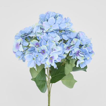 Hydrangea Bundle with Leaves 55cm Blue