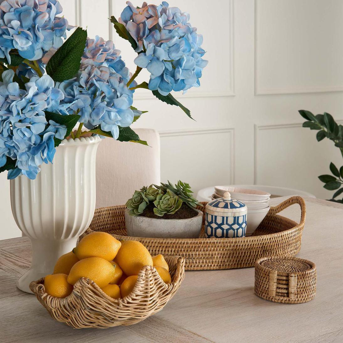 Hydrangea Large Stem With Leaves 75cm Blue