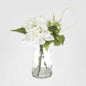 Hydrangea in Glass Vase 23cm White