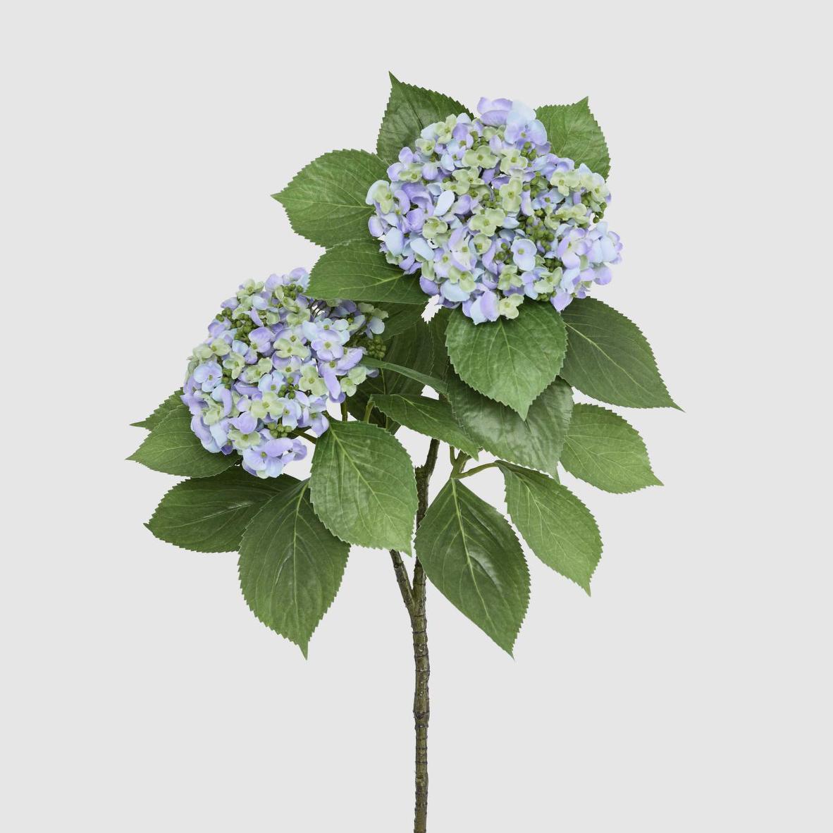 Hydrangea with Leaves 90cm Blue
