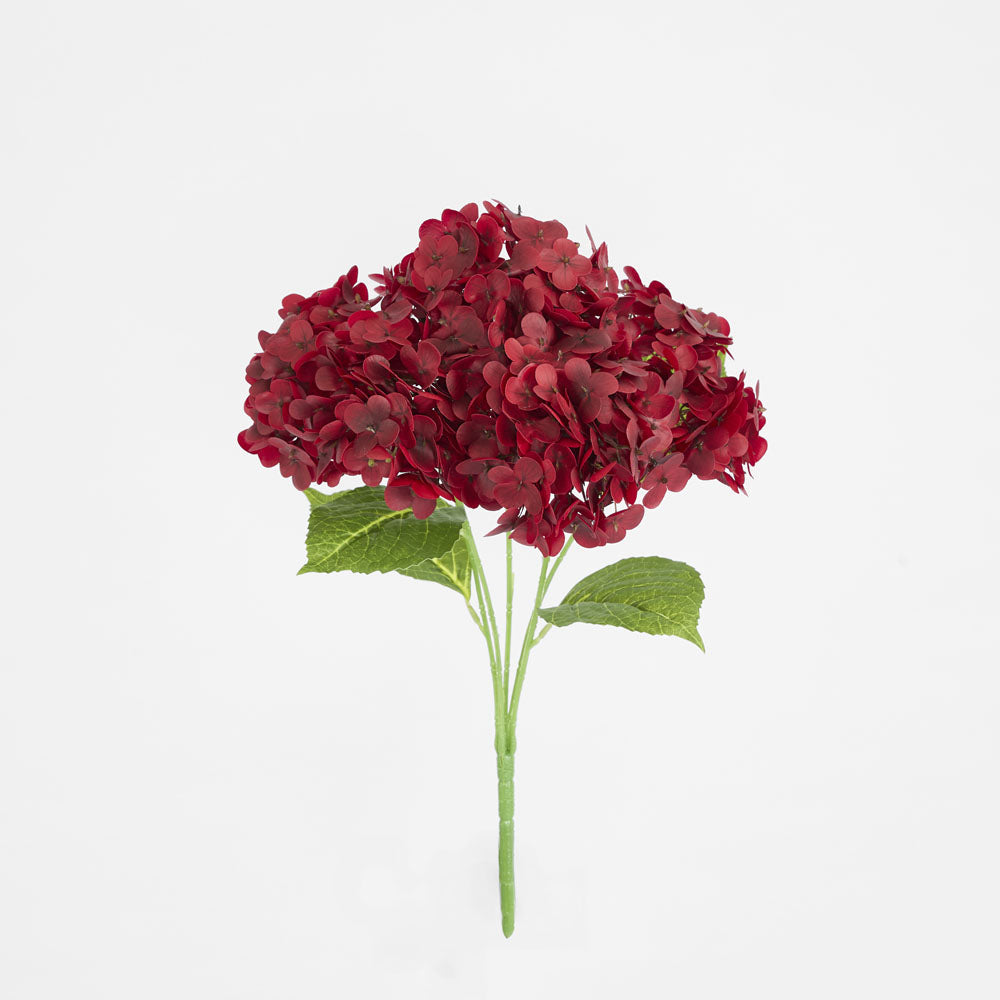 Hydrangea Real Touch 5 Head Bunch Burgundy