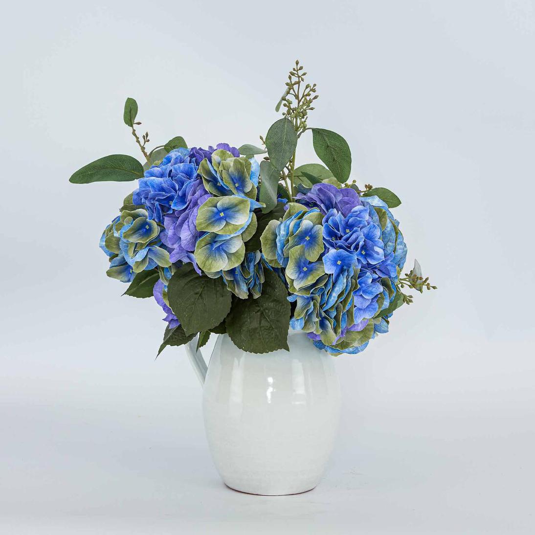 Hydrangea Real Touch Stem 64cm Blue