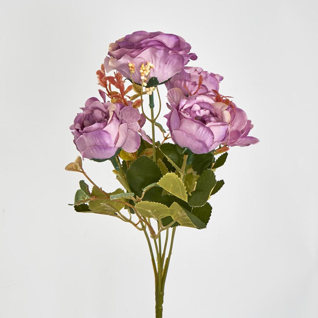 Rose Hydrangea Bouquet Purple 12 pcs