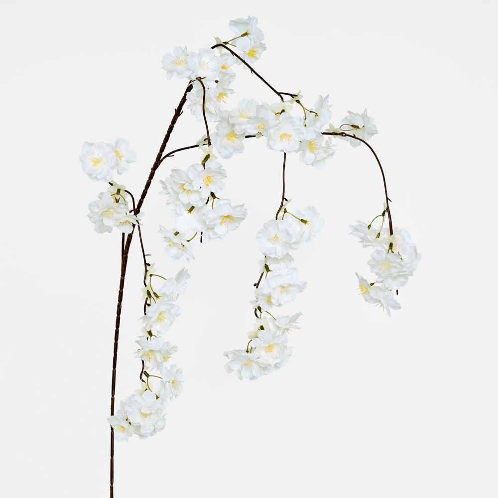 Trailing Cherry Blossom Stem White 6 pcs