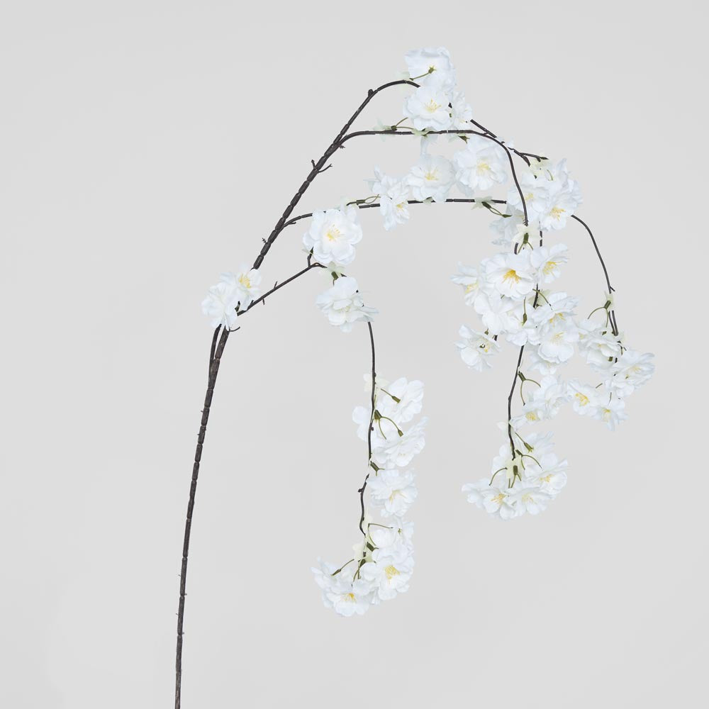 Trailing Cherry Blossom Stem White 6 pcs