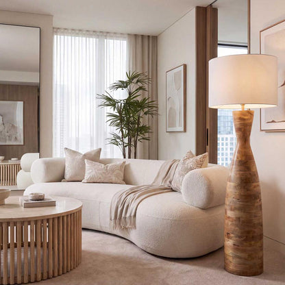 Esraj Turned Wood Floor Lamp Natural