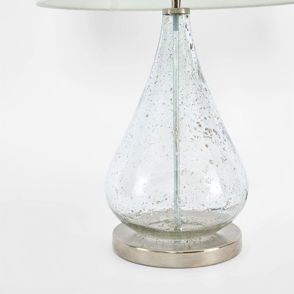 Lustre Teardrop Table - Clear - Stone Effect Glass Teardrop Table Lamp