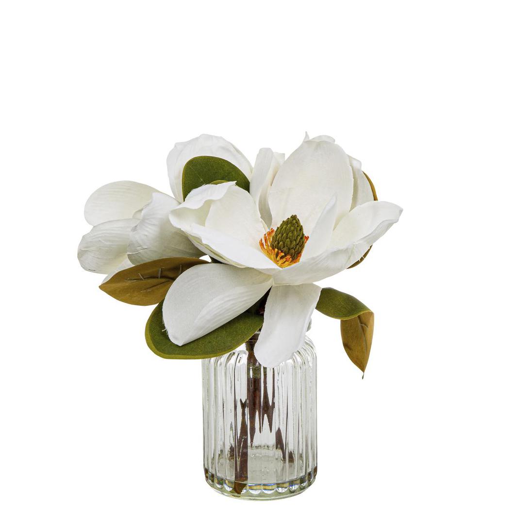 Magnolia in Glass Vase 30cm White