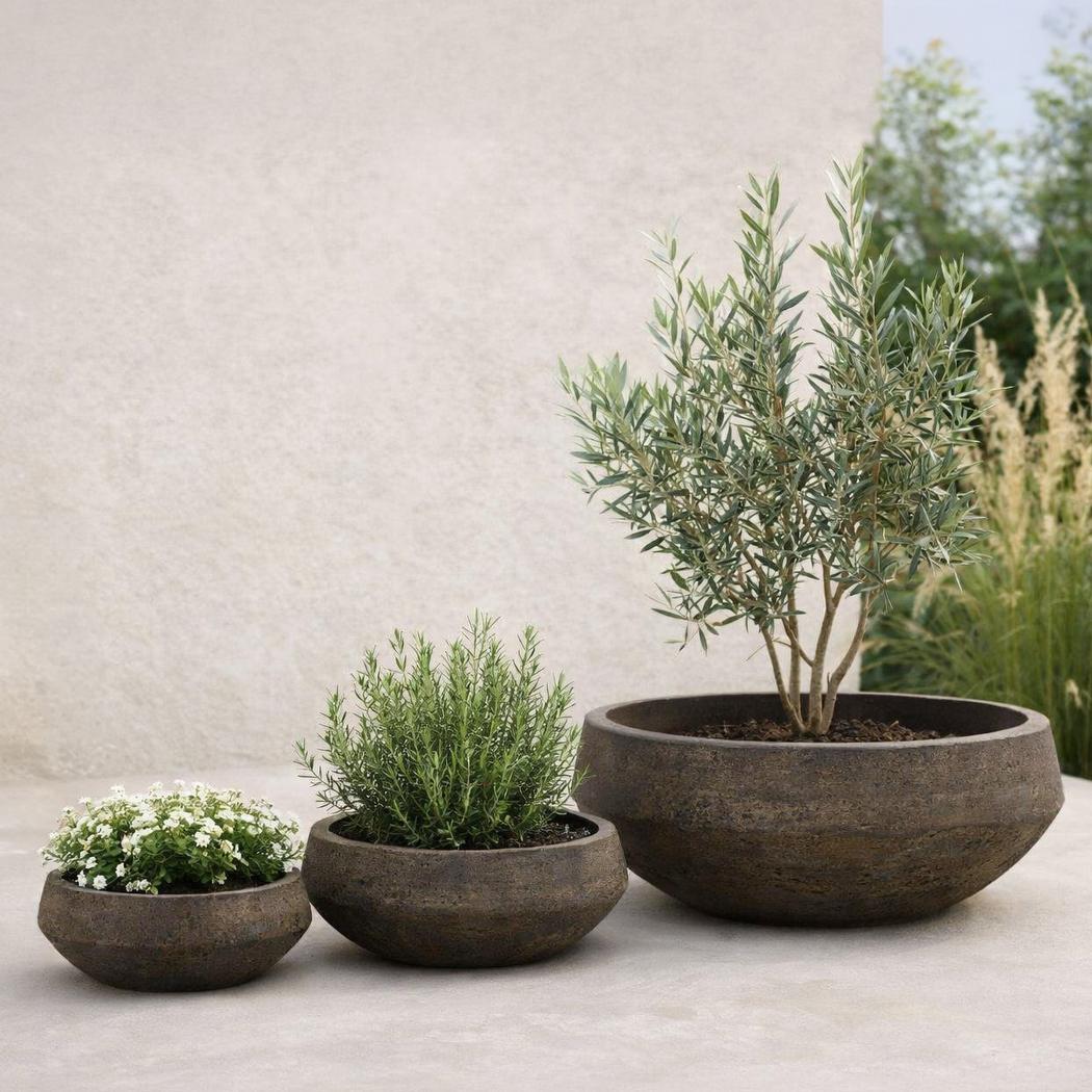 Landis Planter Bowl Set 3 Earth Brown
