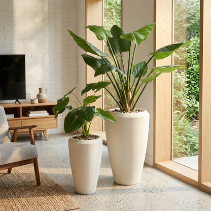 Pebble Tall Planters White
