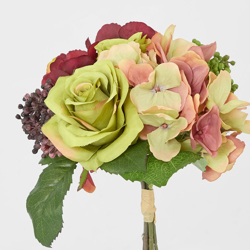 Rose Hydrangea Bouquet 28cm Pink & Green