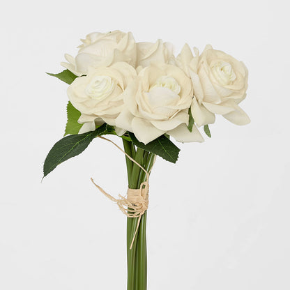 Romance Real Touch Rose Bouquet White 6 pcs