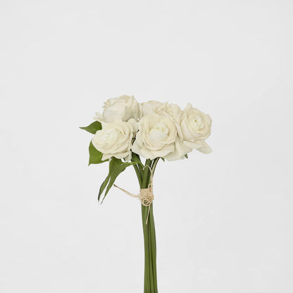 Romance Real Touch Rose Bouquet White 6 pcs