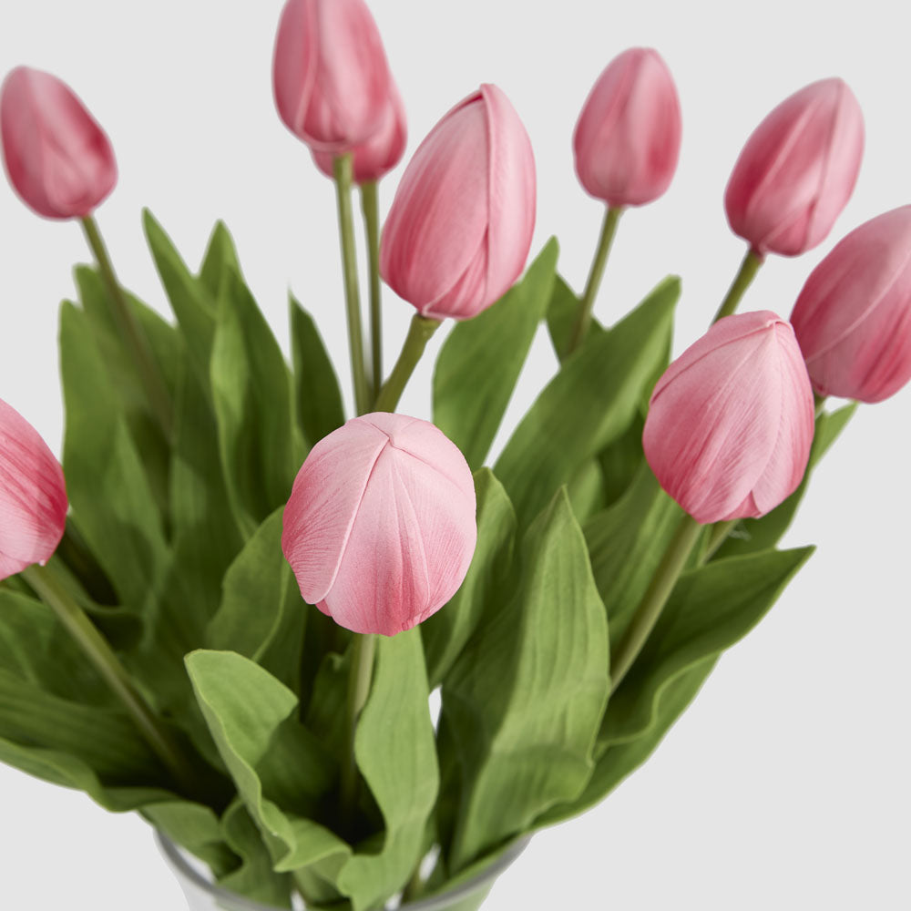 Real Touch Tulip Floral Arrangement in Water Vase Pink