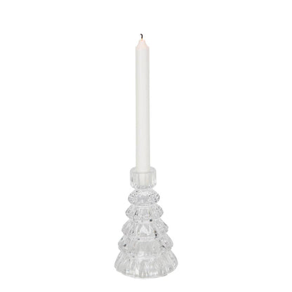 Ice Glass Tree Candle Holder Clear 2 pcs