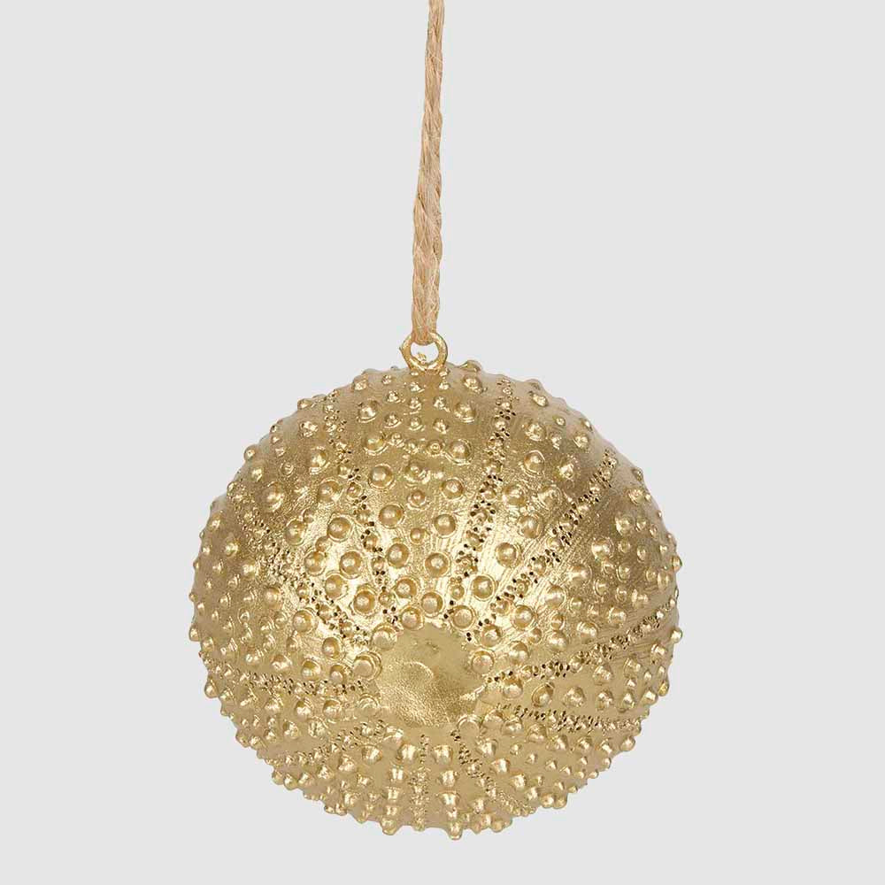 Reef Sea Urchin Hanging Tree Decoration Gold 4 pcs