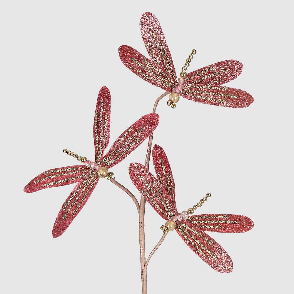 Dragonfly Floral Stem Pink 6 pcs