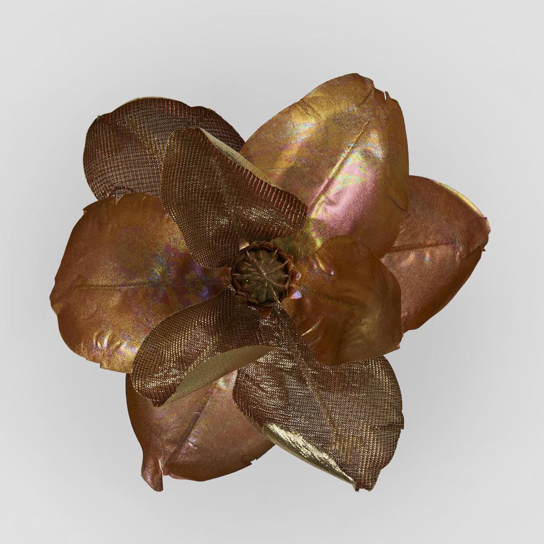 Luxe Metallic Clip On Magnolia Flower Old Gold 6 pcs