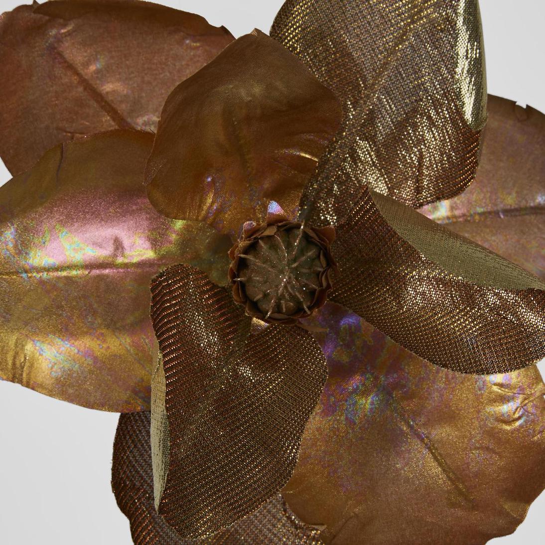 Luxe Metallic Clip On Magnolia Flower Old Gold 6 pcs