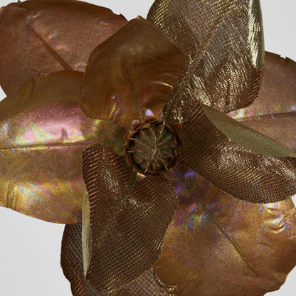 Luxe Metallic Clip On Magnolia Flower Old Gold 6 pcs