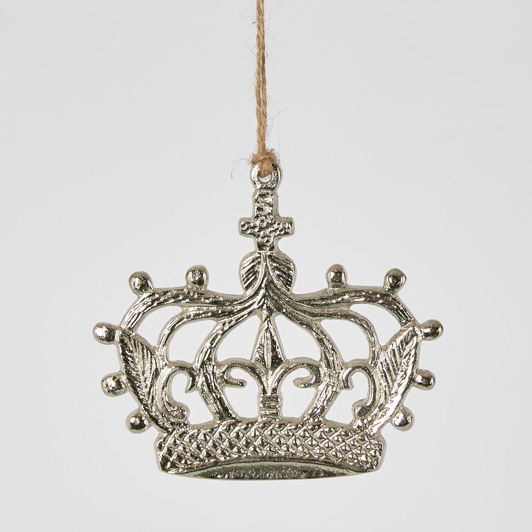 Hanging Crown Ornament Silver 4 pcs