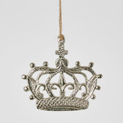 Hanging Crown Ornament Silver 4 pcs
