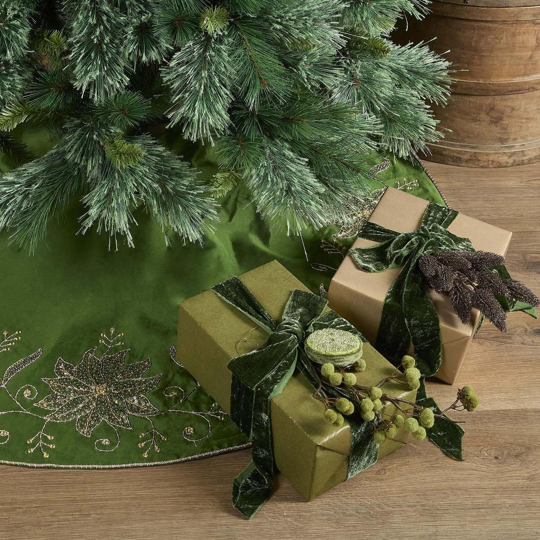 Mini Glitter Pine Bunch Olive Green 6 pcs