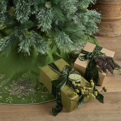 Mini Glitter Pine Bunch Olive Green 6 pcs