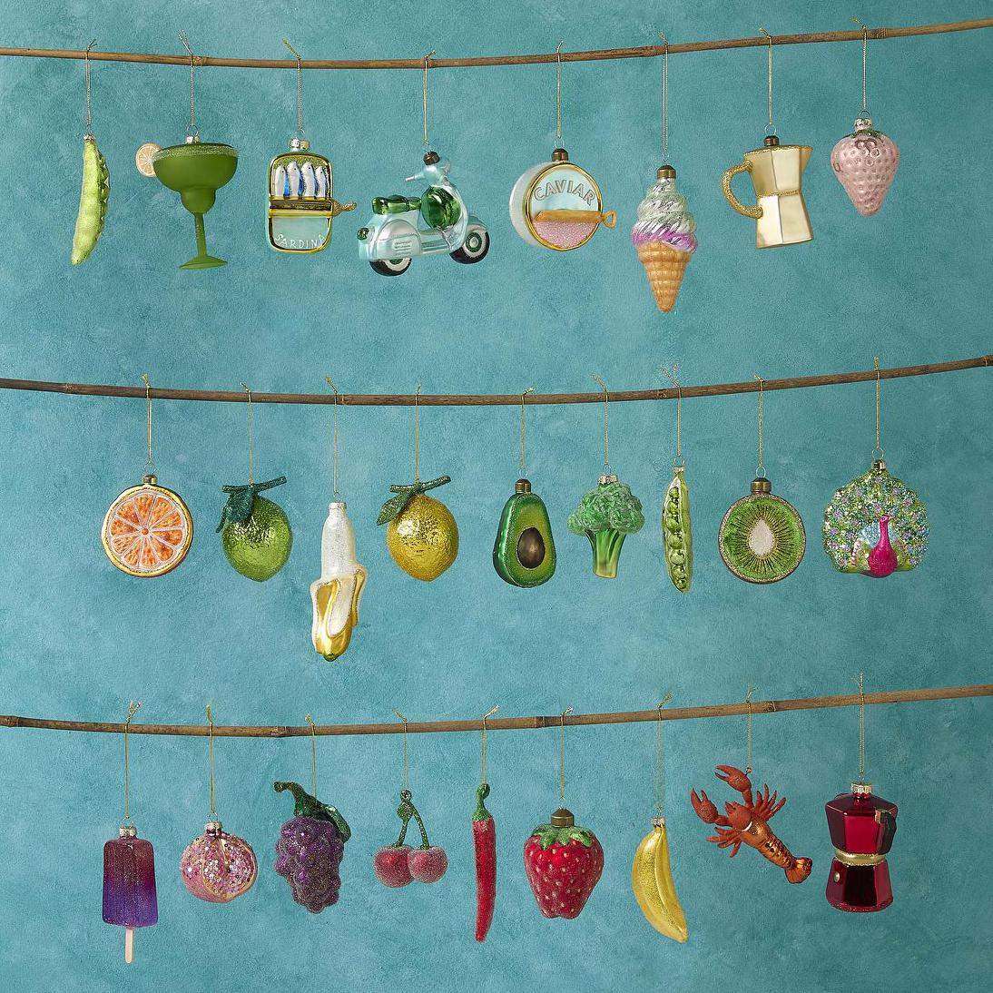 Sugared Avocado Glitter Decoration 2 pcs