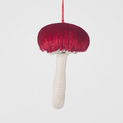 Mushroom Velvet Top Decoration Red 6 pcs