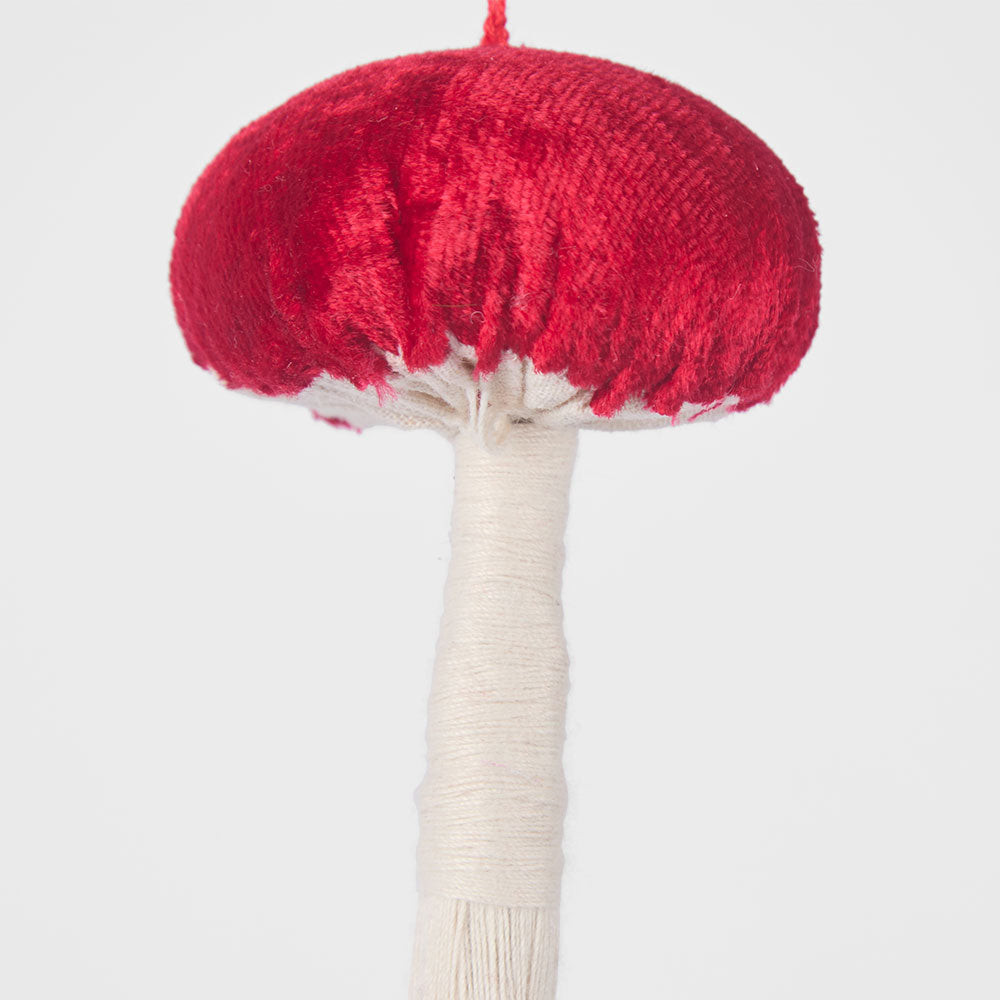Mushroom Velvet Top Decoration Red 6 pcs