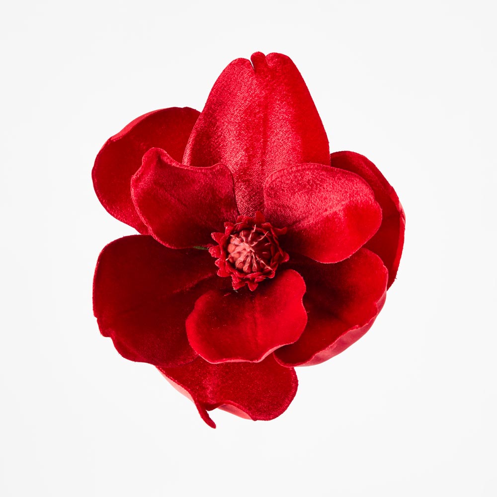 Luxe Velvet Clip On Magnolia Small Red 6 pcs