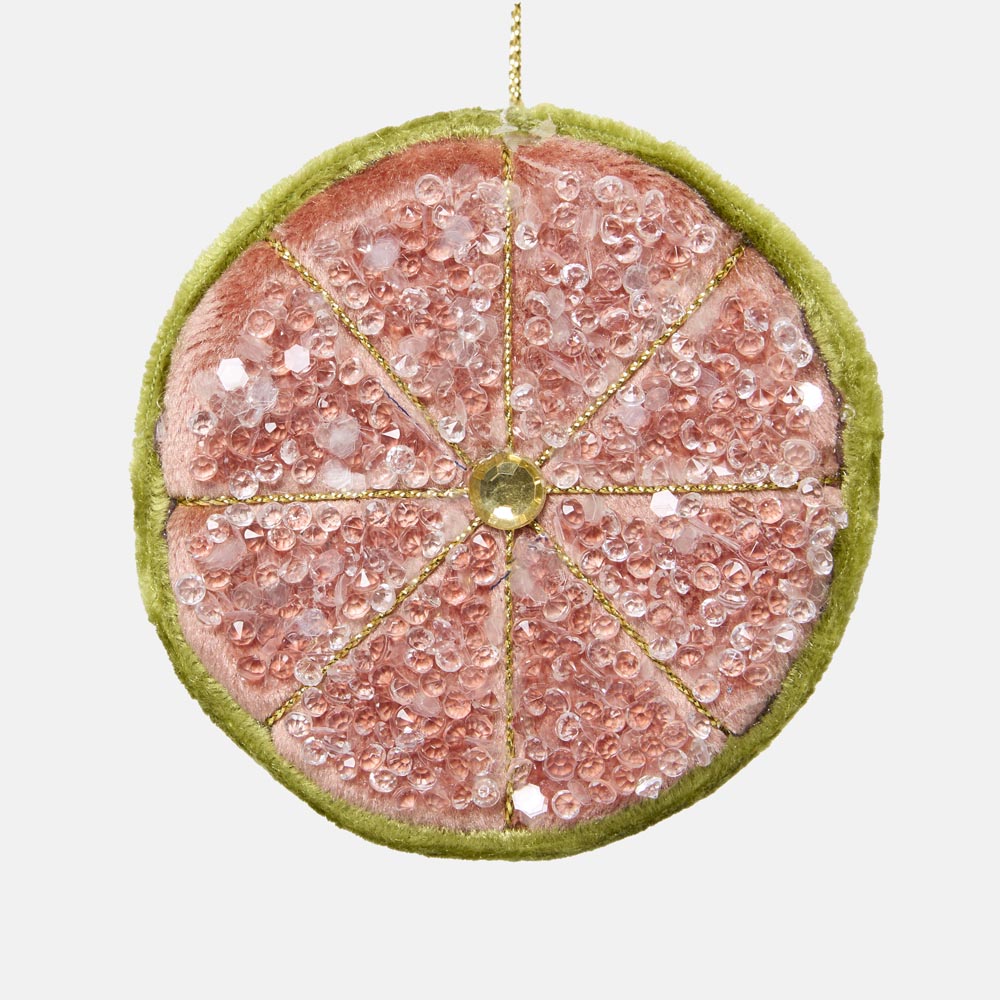 Palermo Beaded Lemon Slice Pink & Olive 2 pcs