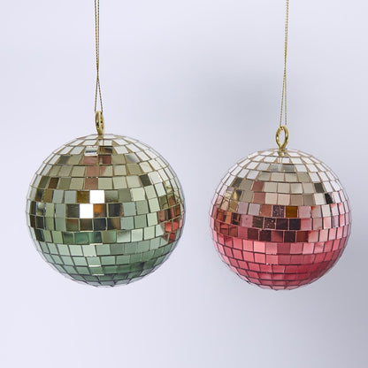 Disco Ball Hanging Small Fuchsia 2 pcs