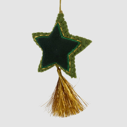 Shasa Tasselled Star Decoration Green 3 pcs