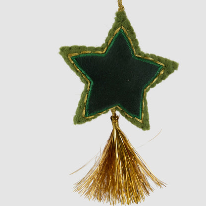 Shasa Tasselled Star Decoration Green 3 pcs