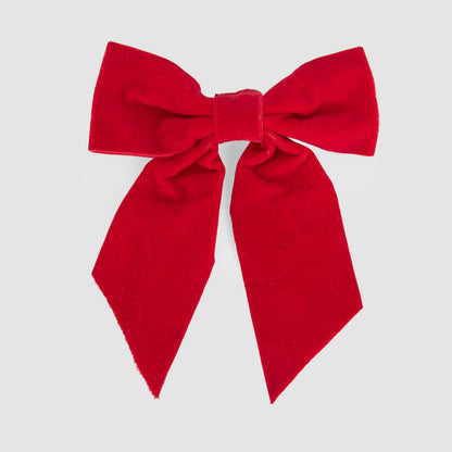Velvet Clip On Bow Small Red 3 pcs