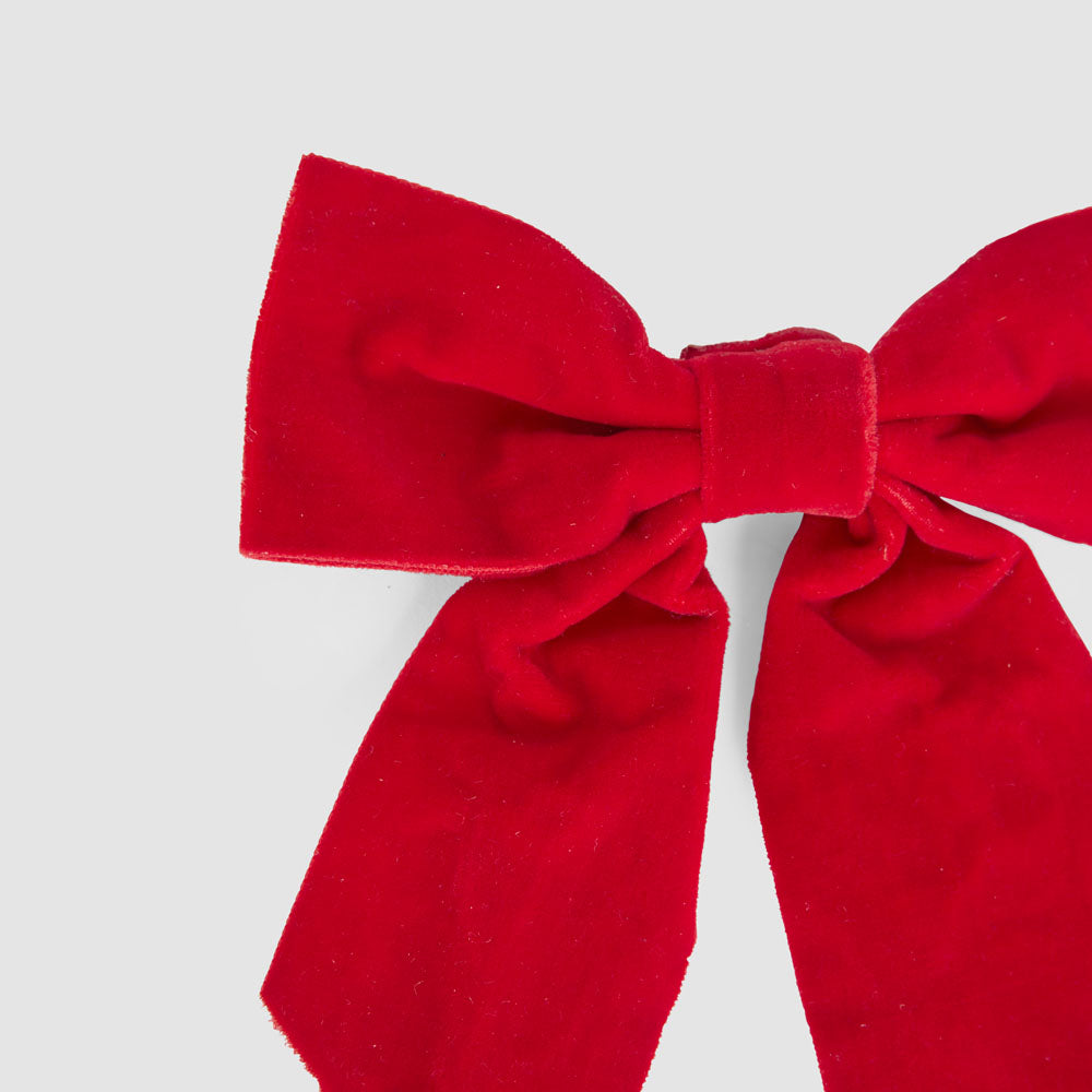 Velvet Clip On Bow Small Red 3 pcs