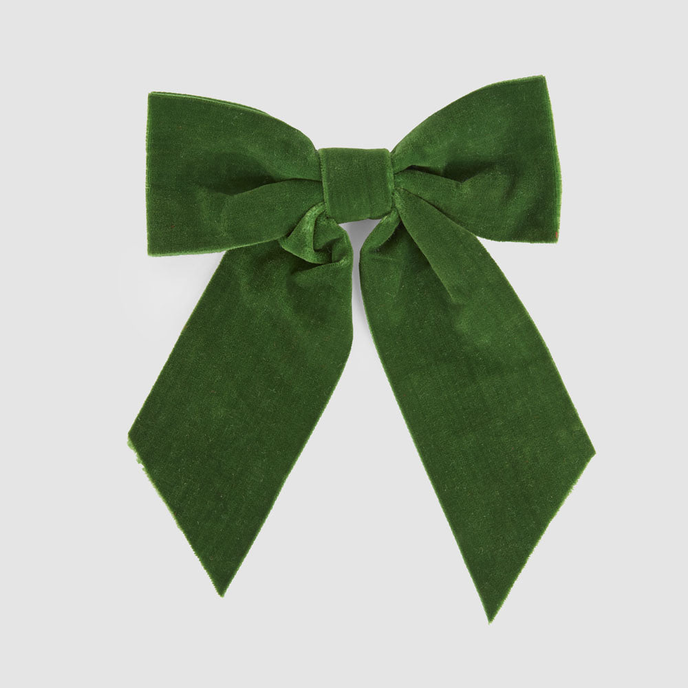 Velvet Clip On Bow Small Green 3 pcs