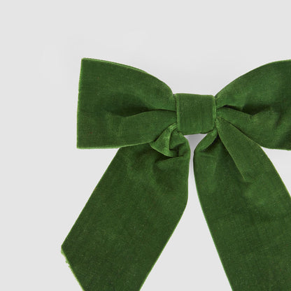 Velvet Clip On Bow Small Green 3 pcs